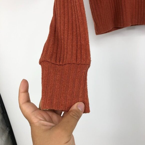 Aritzia Wilfred Free  Pumpkin Brown Orange Rudko Longsleeve Crew Neck size XXS - Picture 8 of 13